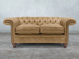 Winston 2 Seat Chesterfield Sofa In Oatmeal Classic Leather