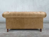 Winston 2 Seat Chesterfield Sofa In Oatmeal Classic Leather