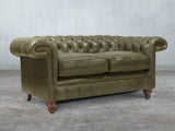 Winston 2 Seat Chesterfield Sofa In Seaweed Classic Leather