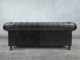 Winston 3 Seat Chesterfield Sofa In Black Classic Leather