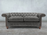 Winston 3 Seat Chesterfield Sofa In Lead Classic Leather