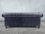 Winston 3 Seat Chesterfield Sofa In Navy Classic Leather