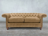 Winston 3 Seat Chesterfield Sofa In Oatmeal Classic Leather
