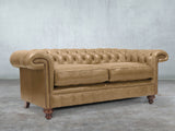 Winston 3 Seat Chesterfield Sofa In Oatmeal Classic Leather