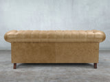 Winston 3 Seat Chesterfield Sofa In Oatmeal Classic Leather