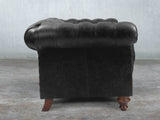 Winston 4 Seat Chesterfield Sofa In Black Classic Leather