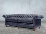 Winston 4 Seat Chesterfield Sofa In Navy Classic Leather