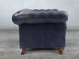 Winston 4 Seat Chesterfield Sofa In Navy Classic Leather