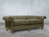 Winston 4 Seat Chesterfield Sofa In Seaweed Classic Leather