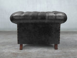 Winston Chesterfield Chair In Black Classic Leather