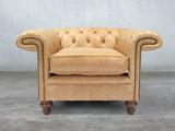 Winston Chesterfield Chair In Bone Classic Leather