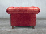Winston Chesterfield Chair In Crimson Classic Leather