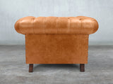 Winston Chesterfield Chair In Ginger Classic Leather