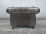 Winston Chesterfield Chair In Lead Classic Leather