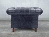 Winston Chesterfield Chair In Navy Classic Leather