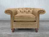 Winston Chesterfield Chair In Oatmeal Classic Leather