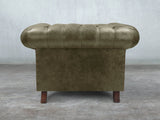 Winston Chesterfield Chair In Seaweed Classic Leather