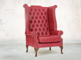 Albert Wing Chair In Crimson Classic Leather