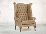 Albert Wing Chair In Oatmeal Classic Leather