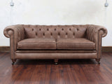 Alfred 3 Seat Chesterfield Sofa In Brown Vintage Leather (Display Model)