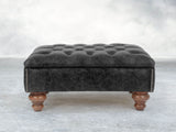 Arthur Chesterfield Footstool In Black Vintage Leather