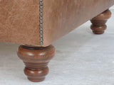 Arthur Chesterfield Footstool In Brown Vintage Leather