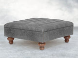 Arthur Chesterfield Footstool In Grey Vintage Leather