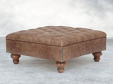 Arthur Chesterfield Footstool In Hickory Vintage Leather