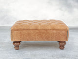 Arthur Chesterfield Footstool In Pecan Vintage Leather