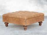 Arthur Chesterfield Footstool In Pecan Vintage Leather