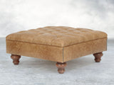 Arthur Chesterfield Footstool In Tan Vintage Leather
