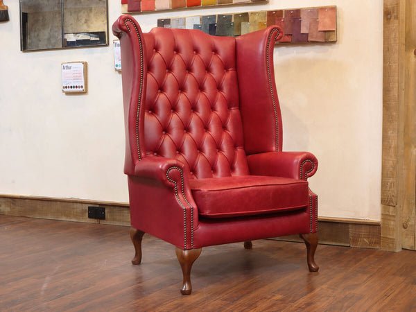 Big Annie Wing Chair in Burgundy Classic Leather