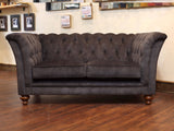 Darcy Snug 2 Seat Chesterfield Sofa In Black Cat Vintage Velvet (Display Model)