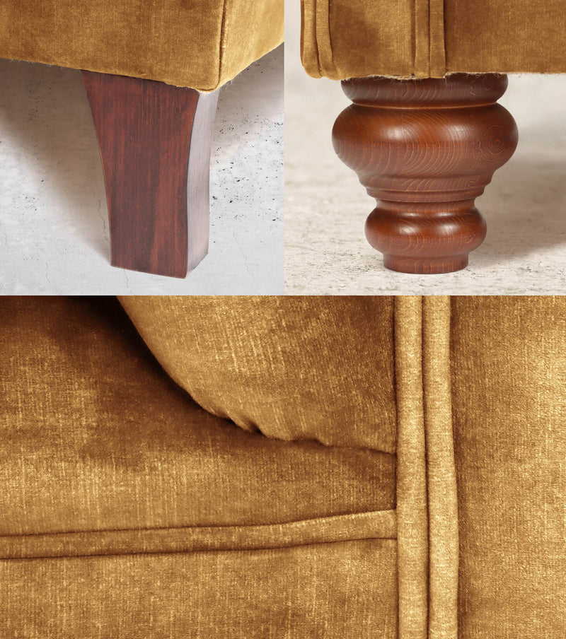 Darcy Velvet Chesterfield Sofa Details Gold