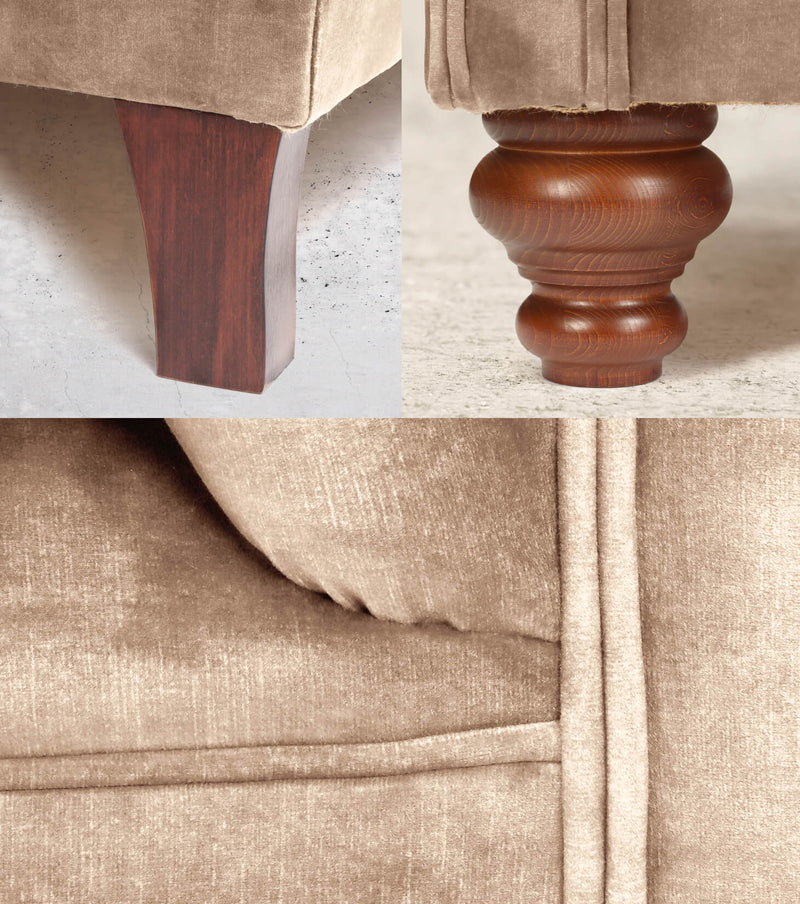 Darcy Velvet Chesterfield Sofa Details Mocha