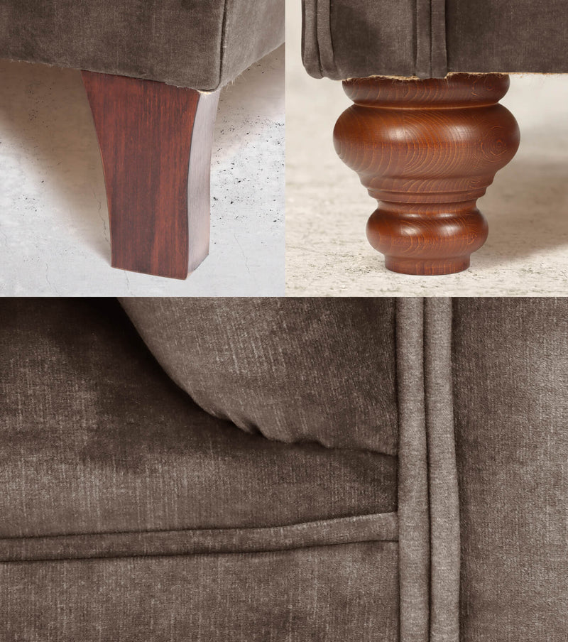 Darcy Velvet Chesterfield Sofa Details Otter