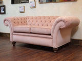 Flora 2 Seat Chesterfield Sofa In Pink Lush Velvet (Display Model)