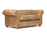 Hector Snug 2 Seat Chesterfield Sofa In Tan Vintage Leather (Ex-Display)