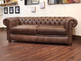 Hector 3 Seat Chesterfield Sofa In Hickory Vintage Leather (Display Model)