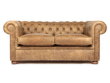 Hector Snug 2 Seat Chesterfield Sofa In Tan Vintage Leather (Ex-Display)