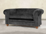 Jasper 2 Seat Chesterfield Sofa In Black Cat Vintage Velvet