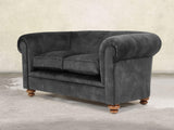 Jasper 2 Seat Chesterfield Sofa In Black Cat Vintage Velvet