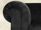 Jasper 2 Seat Chesterfield Sofa In Black Cat Vintage Velvet