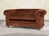 Jasper 2 Seat Chesterfield Sofa In Burnt Umber Vintage Velvet