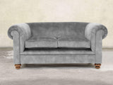 Jasper 2 Seat Chesterfield Sofa In Dove Vintage Velvet