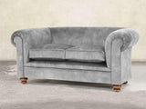 Jasper 2 Seat Chesterfield Sofa In Dove Vintage Velvet
