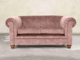 Jasper 2 Seat Chesterfield Sofa In Dusky Pink Vintage Velvet