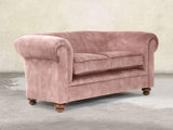 Jasper 2 Seat Chesterfield Sofa In Dusky Pink Vintage Velvet