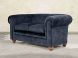 Jasper 2 Seat Chesterfield Sofa In Indigo Vintage Velvet