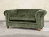 Jasper 2 Seat Chesterfield Sofa In Jade Vintage Velvet